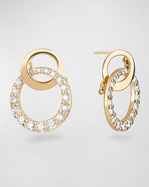 14K Gold Flawless Double Bond Cusp Dangle Stud Earrings