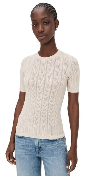 rag & bone Francesca Merino Short Sleeve Sweater Oatmeal S