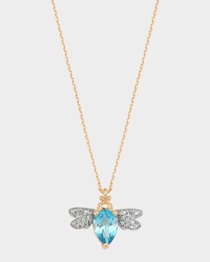 Diamond and Blue Topaz Bee Necklace