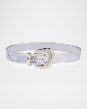 Bubble Belt in Clear PVC and Laminated Leather