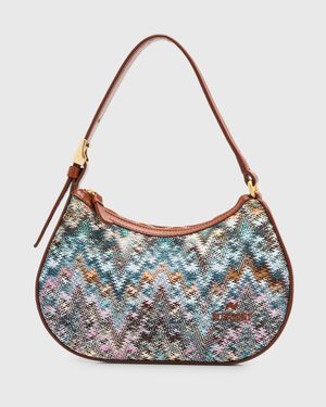 Mini Zigzag Cotton Canvas Hobo Shoulder Bag