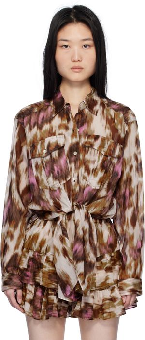 Isabel Marant Etoile Off-White & Tan Nath Shirt