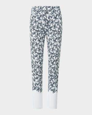 Scribble Daisy Print Skinny-Leg Ankle Jeans