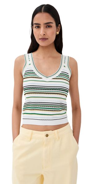 Veronica Beard Carlin Knit Tank Off White Multi XS