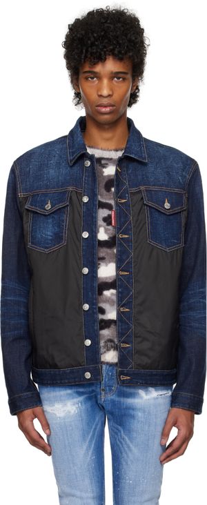 Dsquared2 Navy & Black Denim Puffer Jean Jacket