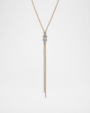 14K Pave Love Knot Y Necklace