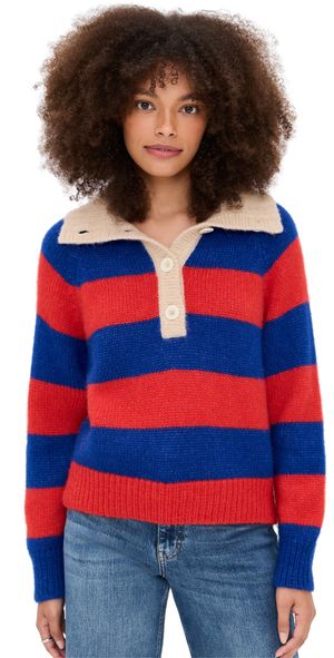 Birds of Paradis Juneau Sweater Red/Blue Stripe L