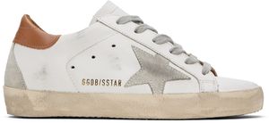 Golden Goose White & Brown Super-Star Sneakers