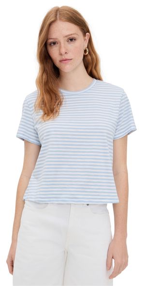 Madewell Bella Tee Slub Stripe White/Light Pool Stripe XXL