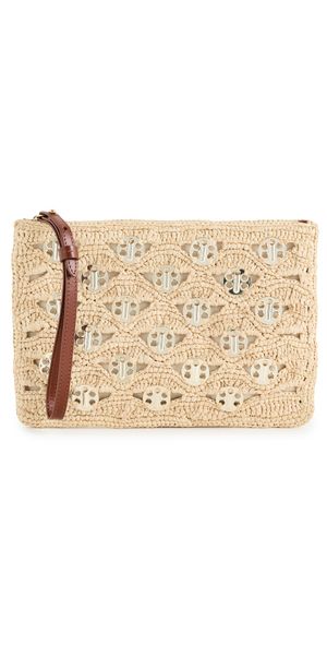 rabanne Raffia Pouch Gold One Size