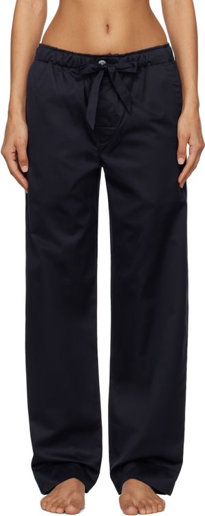 Tekla Navy Sateen Pyjama Pants
