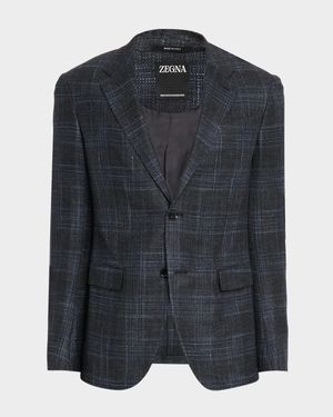 Men's Winter Crossover Check Single-Breasted Sport Coat