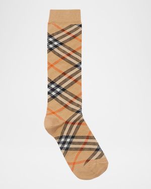 Kid's Check-Print Socks, Size S-L