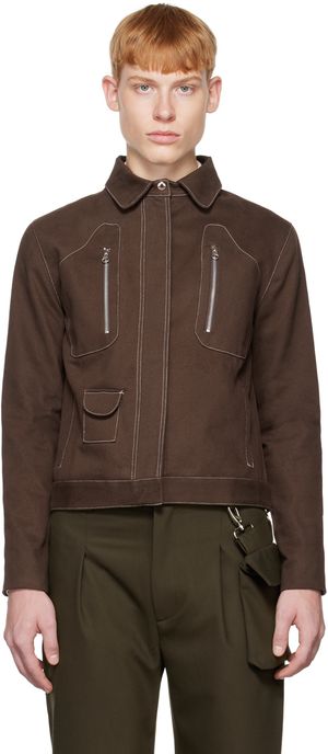 Carlota Barrera Brown Contrast Stitch Jacket