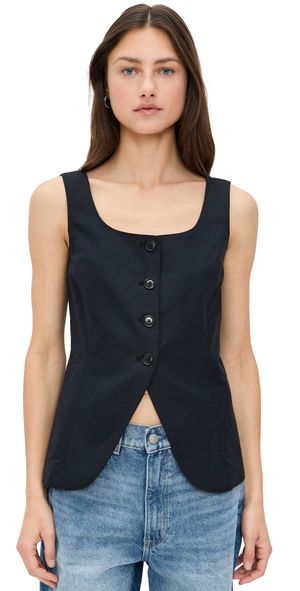 Alex Mill Soho Scoop Vest In Linen Cotton Black S