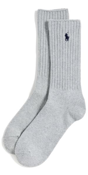 Polo Ralph Lauren Cotton Rib Crew Socks Light Heather Grey 10-13
