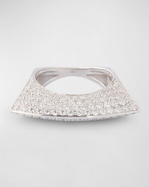 18K White Gold White Diamond Lotus Ring with Cross Pattern