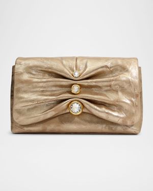 Molton Ruched Metallic Leather Crossbody Bag