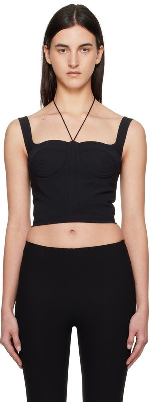 Nensi Dojaka Black Quilted Cups Bustier Top