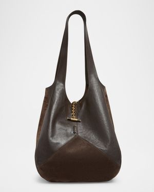 Balloon Patchwork Leather & Suede Tote Bag