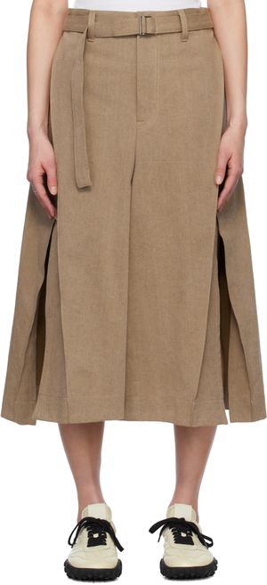 sacai Beige Mix Denim Midi Skirt