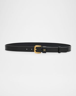 VLogo Signature Embellished Leather Belt, 25mm