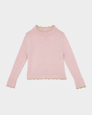 Girl's Skyway Scalloped Wool Knit Top, Size 3T-9