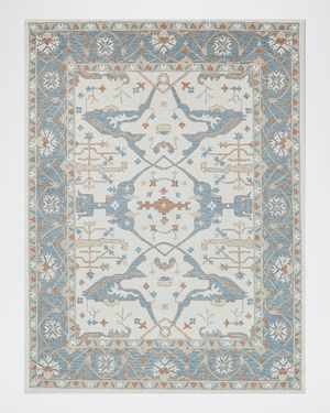 Claremont Hand-Tufted Light Blue Oushak Rug, 10' x 14'