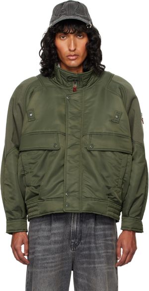 R13 Blouson aviateur kaki à ourlet élastique côtelé