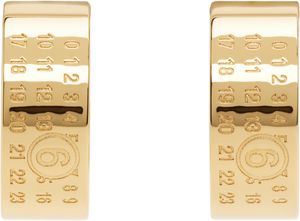 MM6 Maison Margiela Gold Numeric Minimal Signature Hoop Earrings