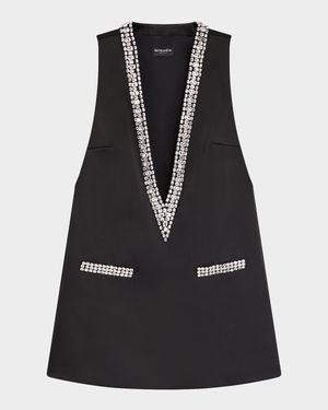 Nancie Crystal Plunging Mini Dress