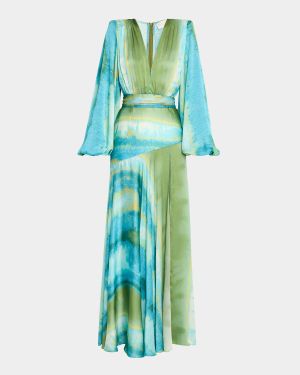 Carmen Coastal Deep V-Neck Side Slit Gown