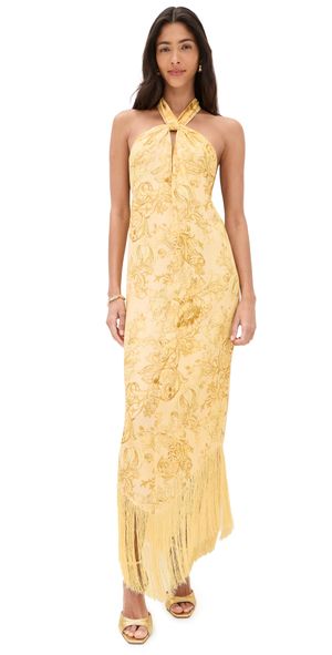 Hemant and Nandita Fringed Asymmetrical Dress Yellow M