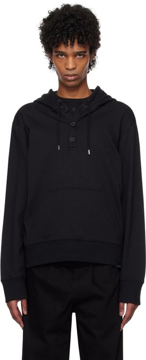 Courrèges Black Buttoned Hoodie