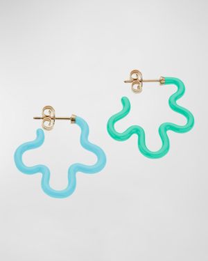 Two-Tone Asymmetrical Flower Earrings with Enamel