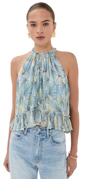 Veronica Beard Renee Top Powder Blue Multi 6