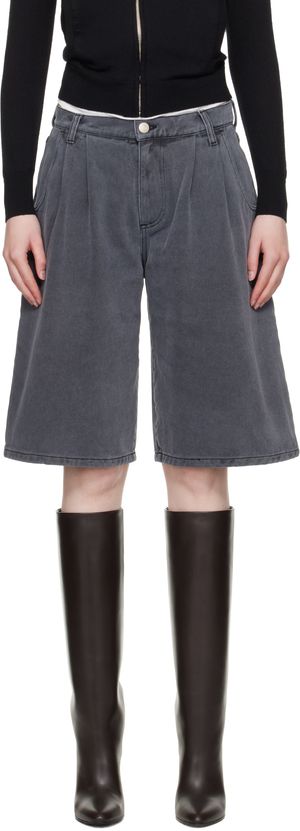 mfpen Gray Flower Rivet Denim Shorts