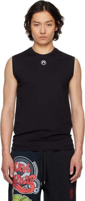 Marine Serre Black Moon Logo Jersey Sleeveless T-shirt