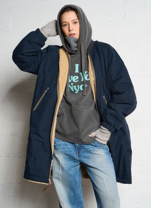 Bellerose - Parka oversize réversible en coton mélangé - Taille 3 - Bleu
