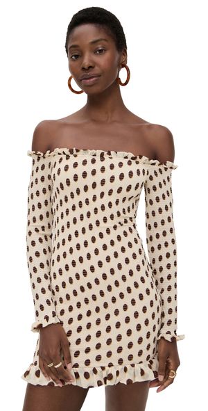 AFRM Peck Dress Gold Halo Dot L