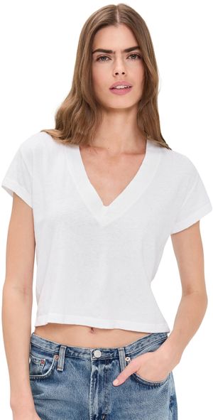 perfectwhitetee Alanis Recycled Cotton V Neck Tee White XL