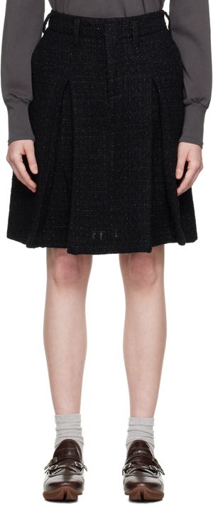 AMBUSH Black Tweed Pleats Midi Skirt