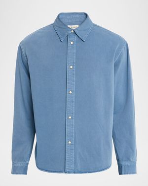 Men's Cotton Point Collar Snap-Front Shirt
