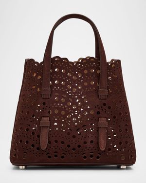 Mina 20 Top-Handle Bag in Perforated Suede
