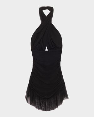 Ruffle Halter Mini Swimdress