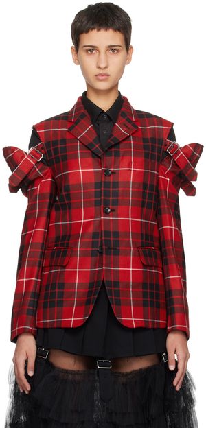 Black Comme des Garçons Veston rouge à carreaux