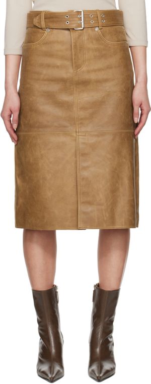 OUR LEGACY Tan Workwear Leather Midi Skirt