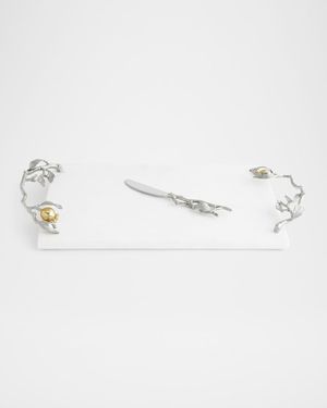 Pomegranate Silver & Gold Cheeseboard with Spreader