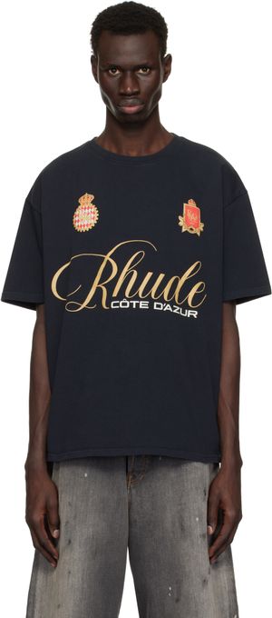 Rhude Black 'Rhude' Script Crest T-shirt