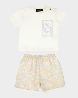 Boy's Barocco-Print Two-Piece Set, Size 3M-18M